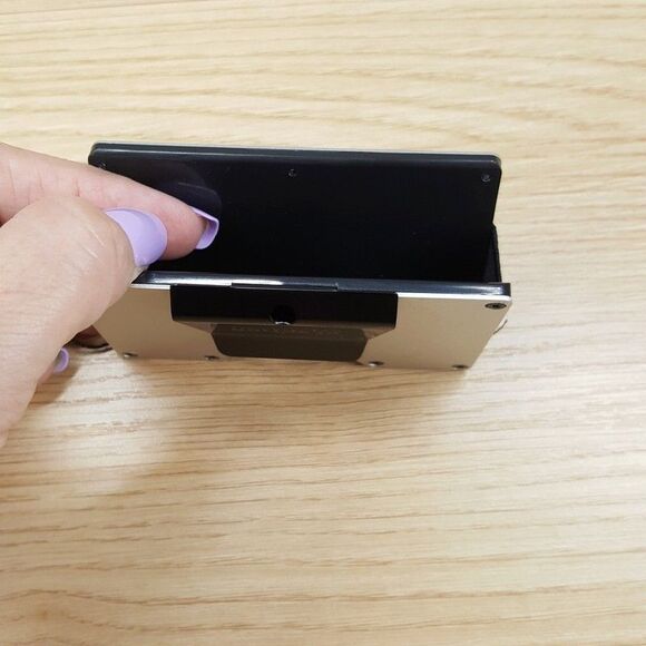 KENNETH COLE REACTION Mens Wallet Silver Slim Metal Card Case Money Clip Logo - Picture 4 of 5